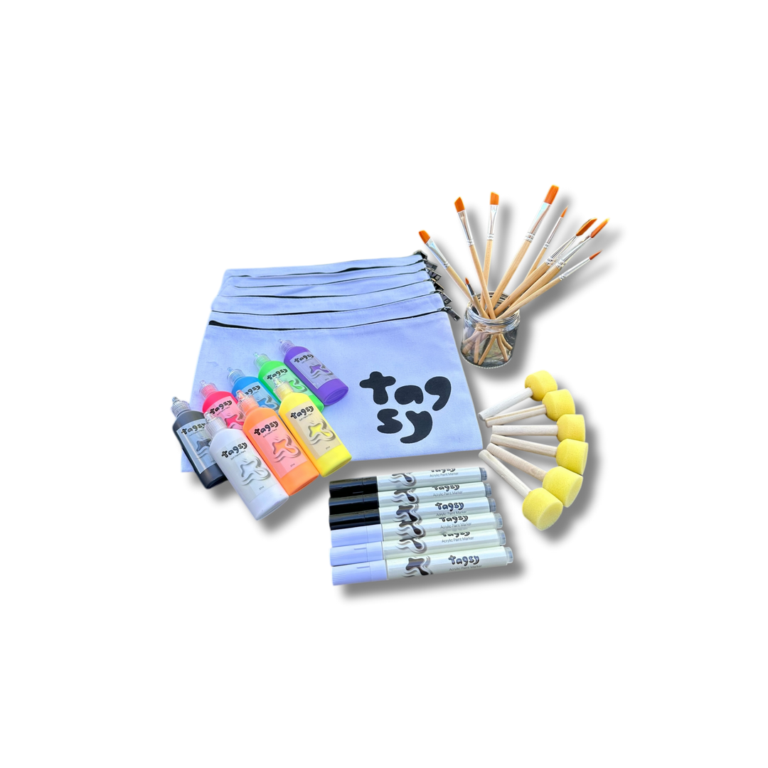 Pencil case panting DIY Birthday Party Kit (6kids)