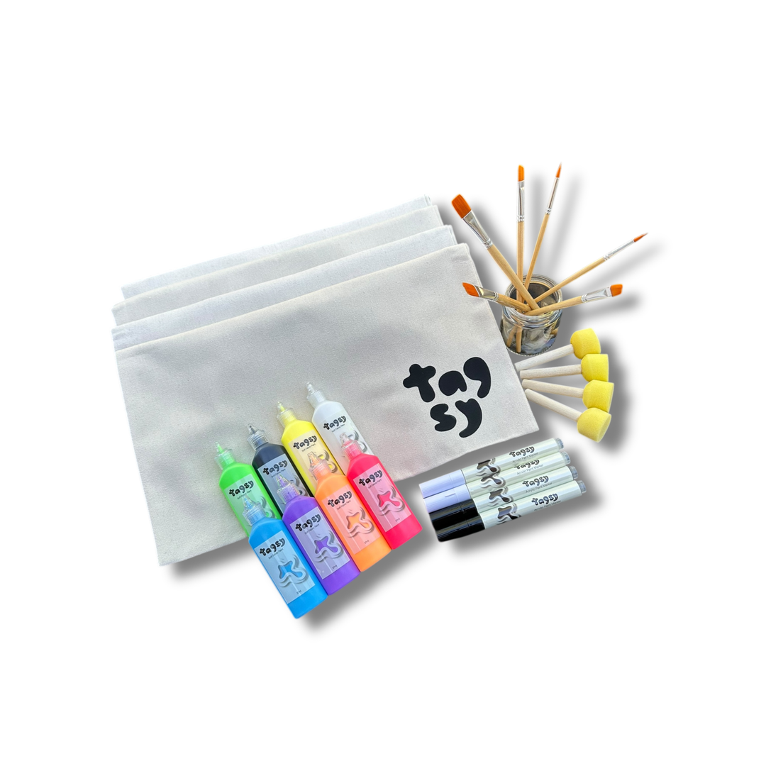 Tote Bag Painting DIY Birthday Party Kit (4kids)